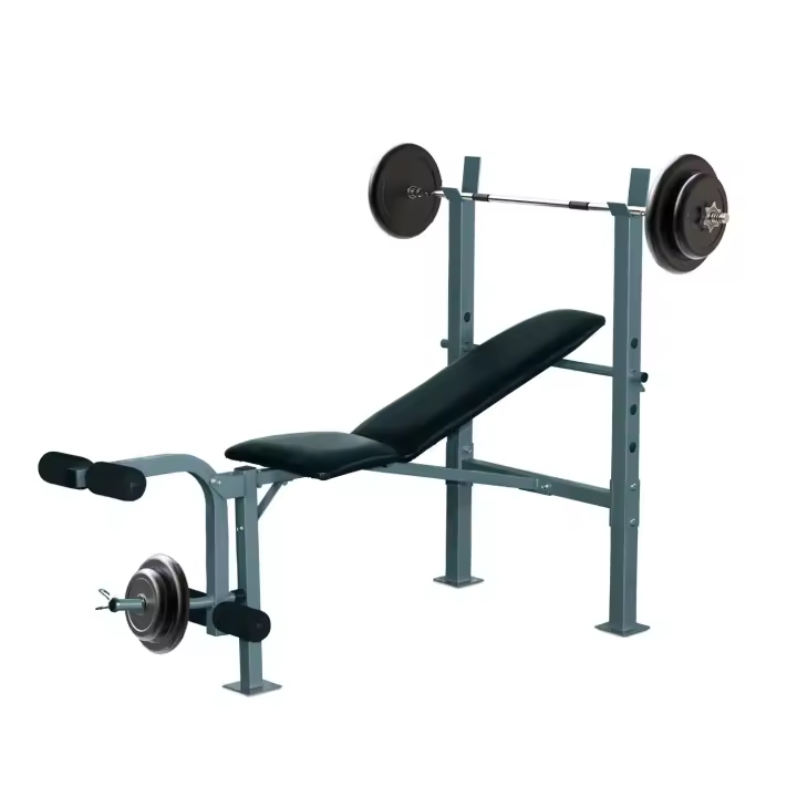 HOMCOM Banco de Musculación Banco de Pesas Maquina de Fitness Entrenar Musculos 165x68x114cm con Respaldo Regulable Espuma - 1