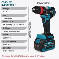 Taladro Eléctrico Inalámbrico De 3/8 Pulgadas 2000rpm Motor Brushless Para Batería Makita 18V Con Driver Cuadrado De 1/4 Pulgadas Para DIY En El Hogar - details 0