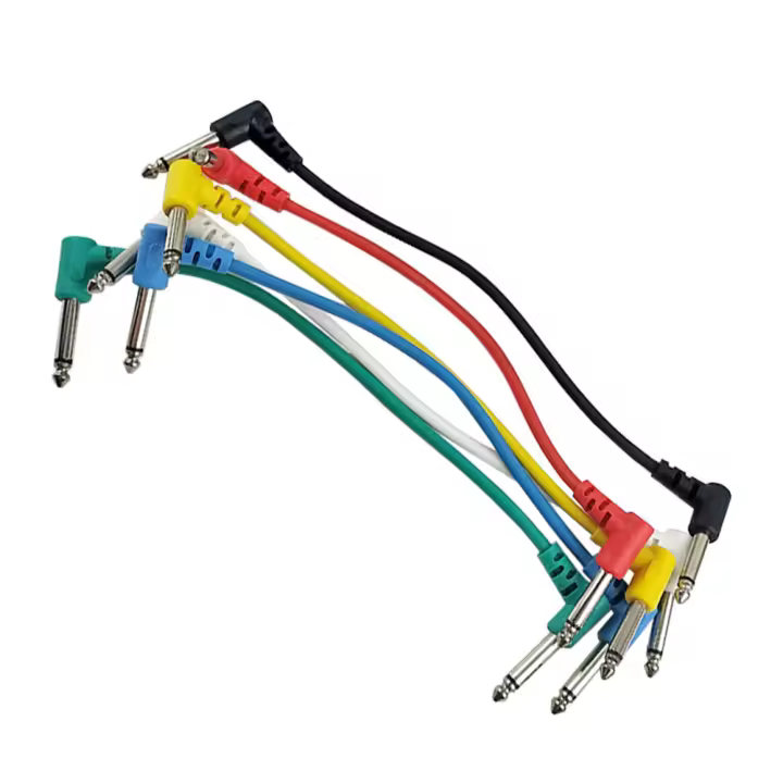6PCS Cable De Enlace De Efectos De Guitarra Eléctrica Pedal 1/4 Angulo Derecho Bajo Ruido Shielded Audio Cable Accesorios Para Guitarra - 1