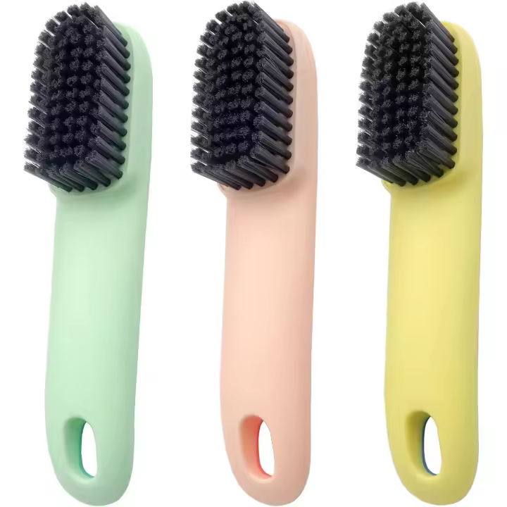 cepillos de limpieza, cepillo de cerdas suaves, cepillo para zapatos para el hogar, cepillo para ropa con agarre cómodo, cepillo de limpieza portátil (verde, rosa, amarillo) - 1