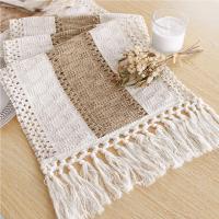 Corredor De Mesa Boho Otoño Hecho De Algodón Con Borlas Decoración Macramé Para Sala De Estar Ropa De Mesa De Granja - details 1