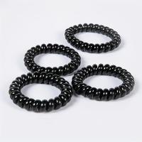 5pcs/Set Almohadillas De Cabello Elásticas En Color Negro Básico Para Mujeres Y Niñas Accesorios De Cabello Espiral Teléfono Cord Scrunchies Ponytail Holder - details 4