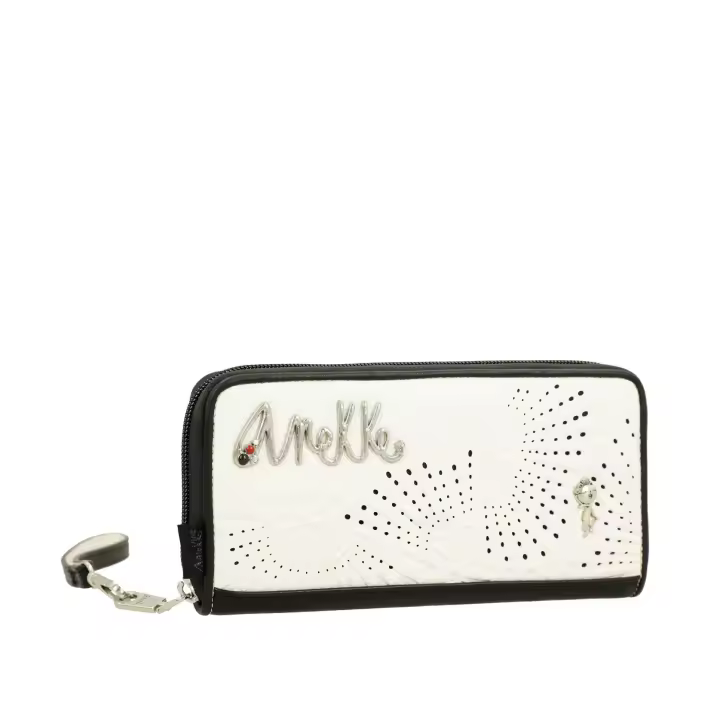 Billetero de mujer grande Lunares - Anekke Alma - Material rígido - Cierre de cremallera - Monedero - Tarjetero - Bolsillo exterior trasero con cremallera - Asa de mano extraíble - Ref. 40729-908 - Mide 20 x 10 x 2 cm - 1