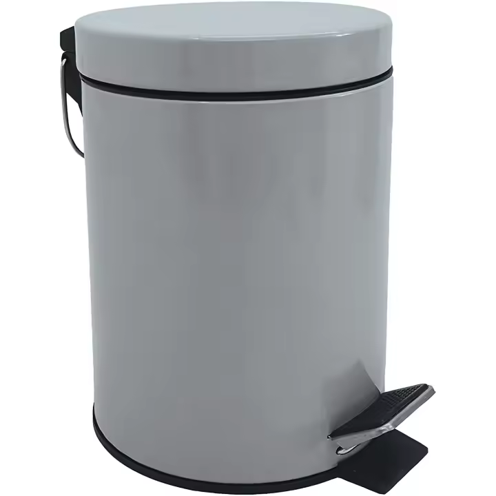 MSV Cubo de basura con pedal (3 L), color gris claro - 1