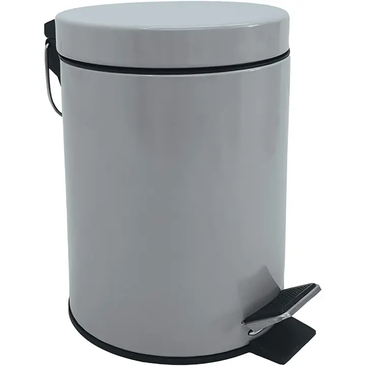 MSV Cubo de basura con pedal (3 L), color gris claro - 1