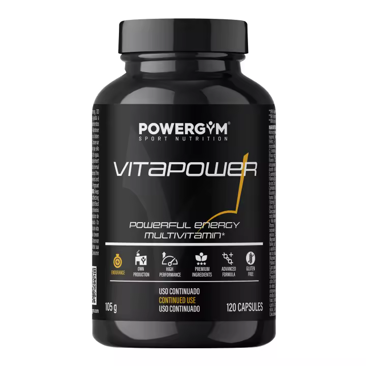 POWERGYM  Vitapower 120 Cápsulas Potente Polivitamínico Mineral y Energético – Sin Gluten –Complemento alimenticio a base de vitaminas, minerales y ginseng - 1