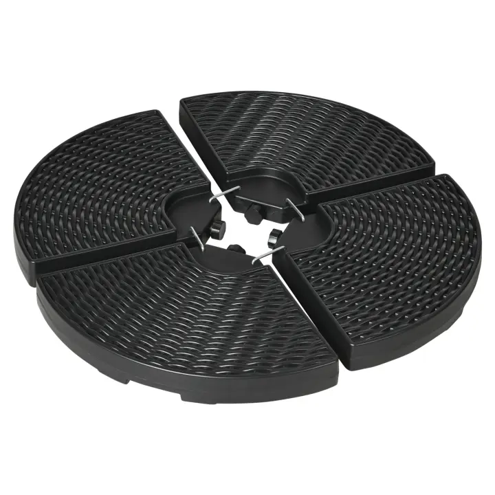Outsunny Base para Sombrilla de 4 Piezas Soporte para Parasol Rellenable con Arena 68 kg o Agua 52 L para Jardín Patio Terraza Negro - 1