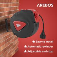 AREBOS Enrollador Automático de Cable | 15 M + 1,5 M | Montaje en Pared | Giratorio 180° | Material de Montaje - details 13