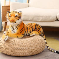 Juguete De Peluche Tigre Realista Suave Animal Silvestre Simulación Regalo De Cumpleaños Para Niños Blanco Y Marrón - details 9