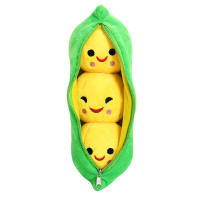 Almohada Creativa Bonita De Frijoles Verdes Y Amarillos Muñeco De Peluche Divertido Para Niños Relleno De Algodón PP Edad Recomendada 6-12 Años - details 4