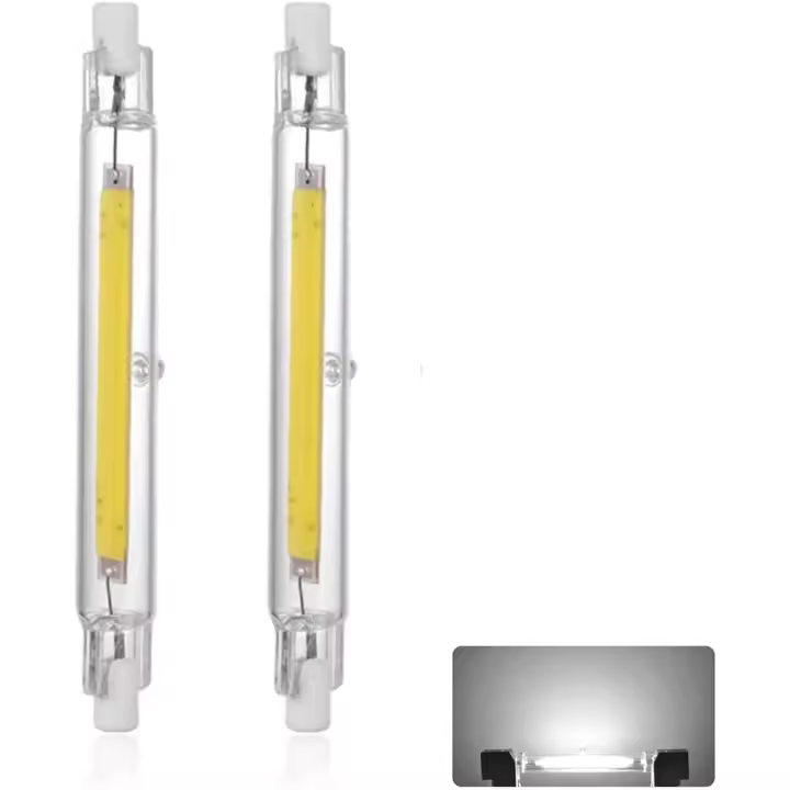 Bombilla LED R7s 4.646 in 20 W regulable, Blanco frío 6000 K, 2000 LM, equivalente a lámpara halógena J118 200 W, Bombilla LED COB Delgada linear de 360 Grparados a lámpara de pared, lámpara de pie, paquete de 2 SSIT - 1
