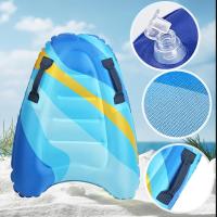 Tabla de bodyboard hinchable portátil para niños con asas, plegable, 75 x 65 x 15 cm, tabla de surf para niños, para playa, surf, piscina, natación, verano, deportes acuáticos - details 3