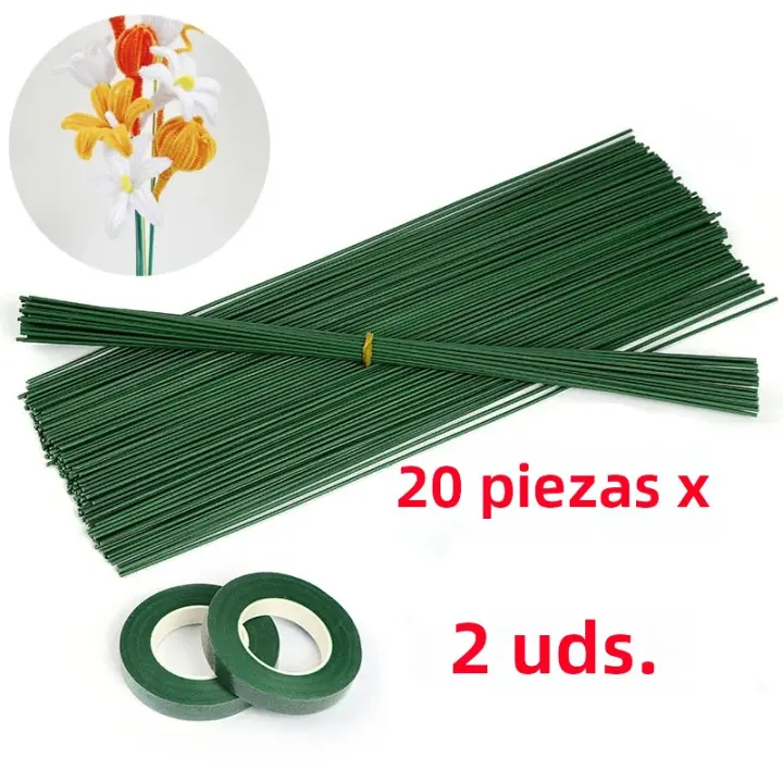 Varilla De Hojas Verdes Para Flores Artificiales De Hierro Con Cinta De Floración Para DIY Rama De Flor Simulada Para Decoración Del Hogar - 1