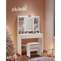 Tocador de maquillaje de estilo moderno con luces led ajustables y amplio espacio de almacenamiento, cajón amplio, color blanco - details 1