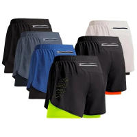 Shorts De Correr Para Hombre Secado Rápido Entrenamiento De Fitness Ventilado Doble Capa Sport Workout Bodybuilding Pantalones De Entrenamiento - details 1