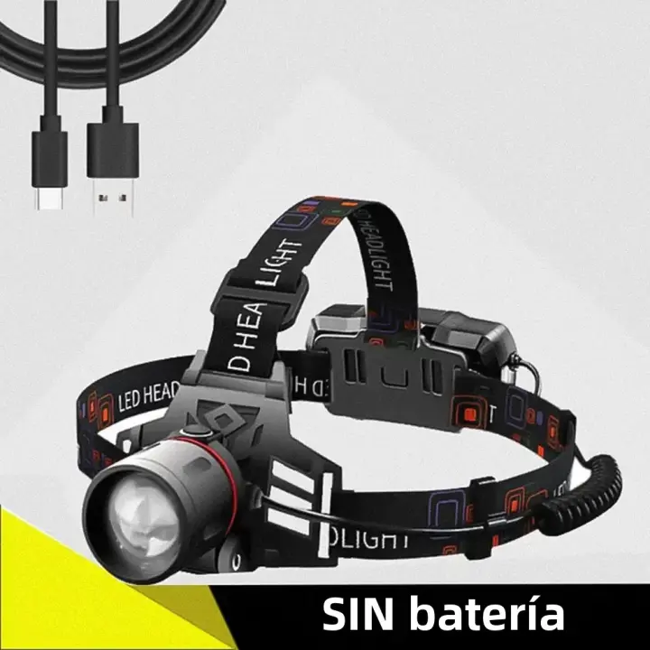 Lámpara Frontal LED Roja Recargable Con Zoom 3 Modos Para Pesca Caza Y Camping Batería 18650 Luz De Mano Con Foco Potente - 1