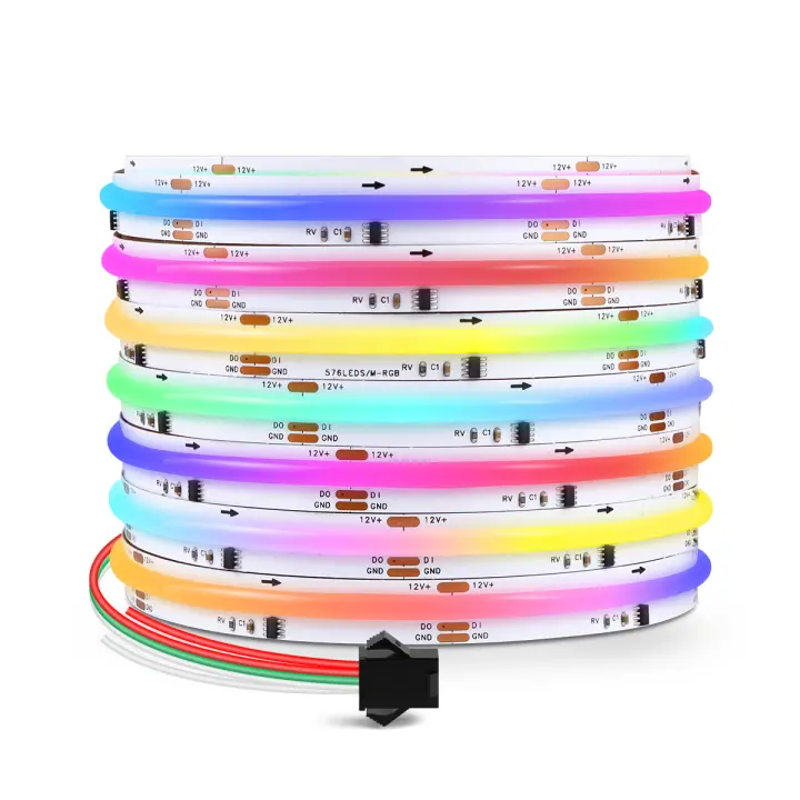 Tira De LED WS2811 SPI Dream Color 576LEDs/M FCOB RGBIC Flexible 10mm 12V Luz RA90 Para Decoración De Interiores - 1