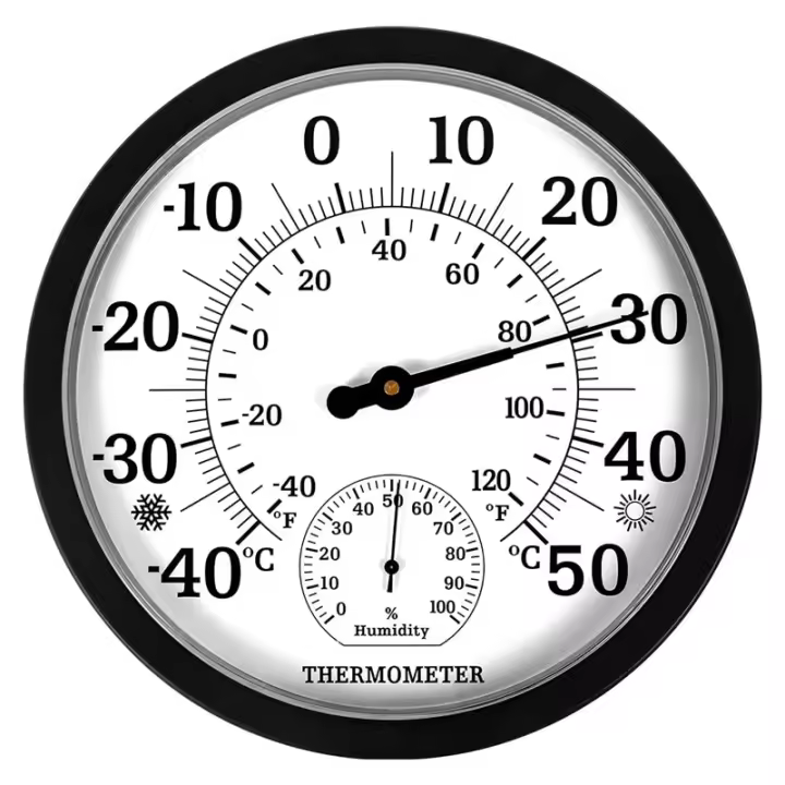Decorativo Termómetro Higrómetro Reloj Para Jardín Decoración De Pared Interior Exterior Estación Meteorológica Medidor De Temperatura 10" - 1
