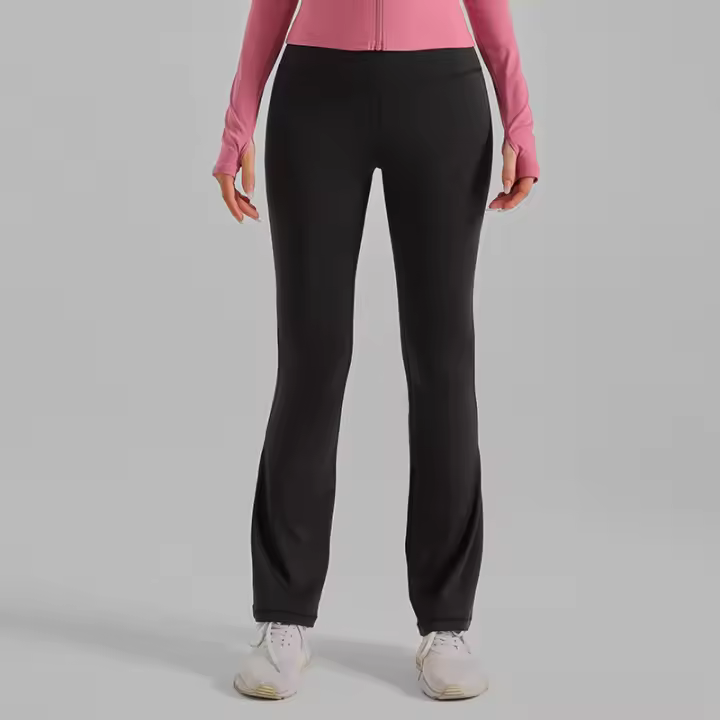 Pantalones de yoga elásticos altos, ajustados, ajustados, de cintura alta, color melocotón, para fitness y deportes - 1