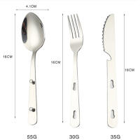 Set De 3 Piezas De Utensilios De Acero Inoxidable Plegables Para Camping Y Cocina Incluye Cuchillo Cuchara Y Vaso No Desechables - details 4