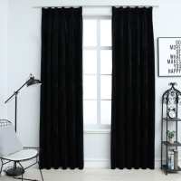 vidaXL Cortinas Opacas con Ganchos 2 Piezas 140x175 cm Terciopelo Casa Color Beige,  Crema,  Negro y mas - details 2