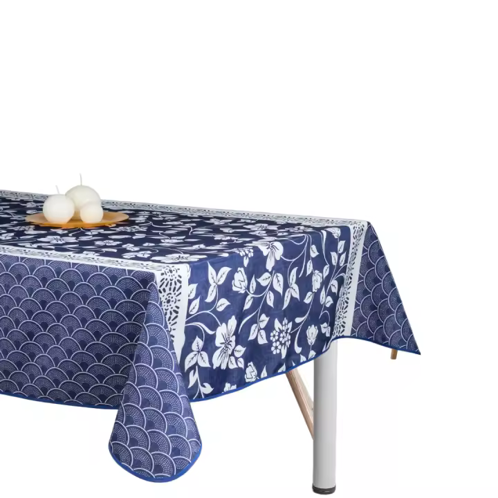 ARTEMANTEL Mantel Antimanchas HAWAI AZUL de Poliéster para Mesa Rectangular o Redondo - Resistente a las Arrugas y Fácil de Mantener - 1