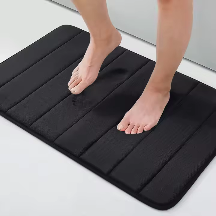 Alfombrilla de baño de espuma viscoelástica, 40 x 60 cm, extrasuave, antideslizante, superabsorbente, color negro - 1