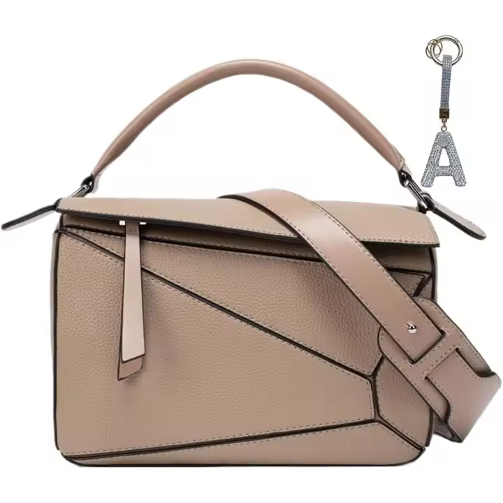 Bolso de mano con diseño geométrico para mujer, bolso cruzado para mujer, bolso cruzado con grano de lichi, bolso ligero con asa superior pequeña - 1