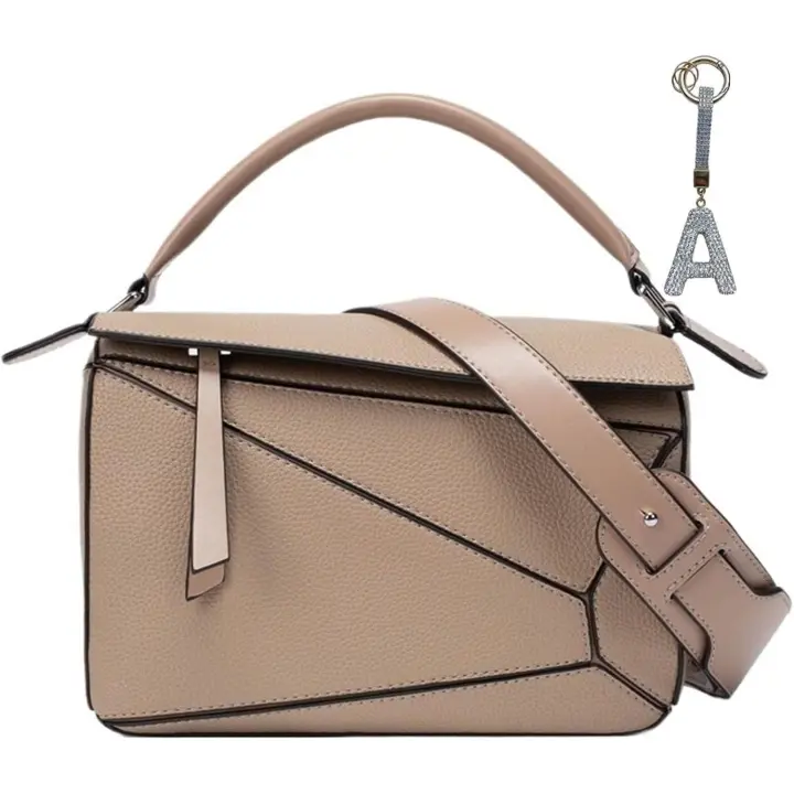 Bolso de mano con diseño geométrico para mujer, bolso cruzado para mujer, bolso cruzado con grano de lichi, bolso ligero con asa superior pequeña - 1