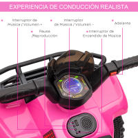 HOMCOM Quad Eléctrico para Niños de +18 Meses Vehículo Eléctrico a Batería 6V Infantil con Velocidad de 2 km/h y Avance 70x42x45 cm - details 6