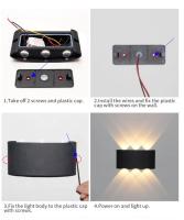 LED Wall Light Outdoor Indoor Waterproof IP65 Modern Wall Lamp for Balcony Living Room Hallway Bedroom Porch Aluminum Black (6W-Black-Warm White) [Energy Class A+] - details 5