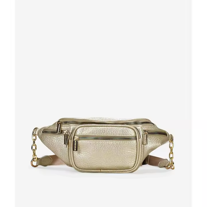 Bosanova Riñonera de mujer deportiva con cremalleras, bolsillo frontal, asa de cinturón con hebilla y detalle de cadena decorativa. Cierre con cremalleras. - 1