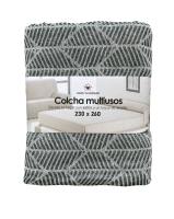 Colcha multiuso 85% algodón reciclado 15% poliéster diseño hojas verde bosque - details 3