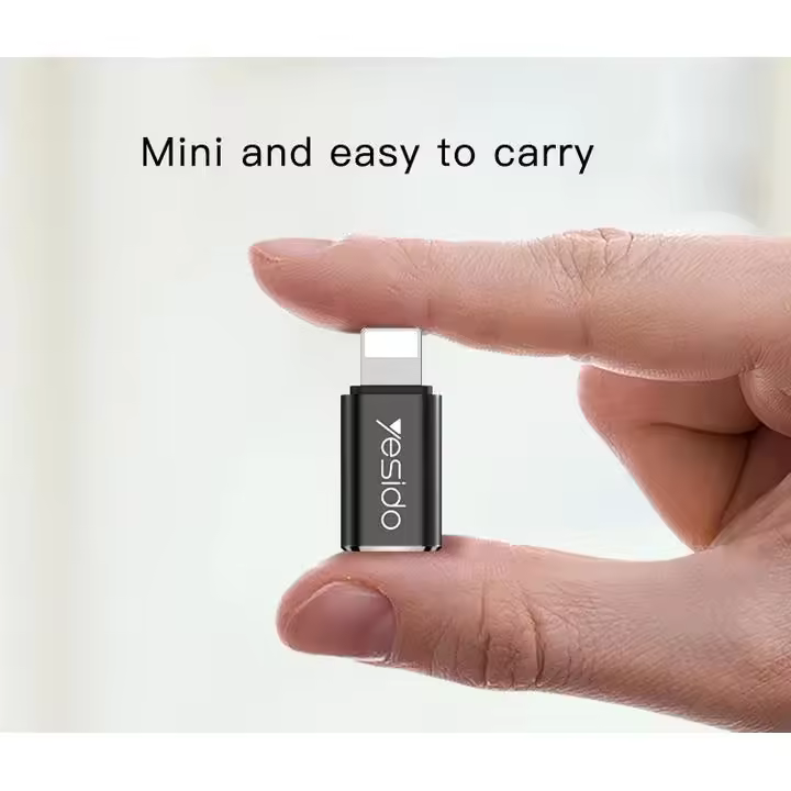 YESIDO Adaptador USB C a Lighting, adaptador para carga rápida y transmisión de datos, Negro. - 1