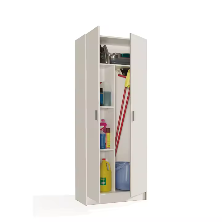 ARMARIO ESCOBERO 2 PUERTAS 73X180X37 CM BLANCO - 1