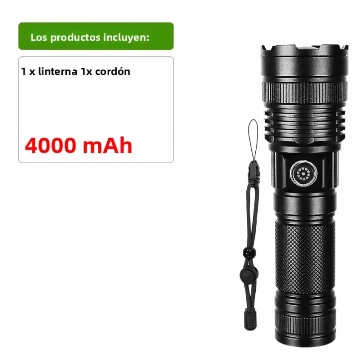 Linterna LED Super Potente Recargable USB Torcha Brillante Ultra 10000mAh Impermeable Con Batería Luz De Trabajo Para Camping Y Patrulla - 1