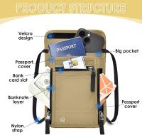 Cartera de viaje con porta pasaporte, billetera para el cuello, bolsa de viaje con bloqueo RFID, bolsa de viaje antirrobo, organizador de documentos de viaje, accesorios de viaje esenciales para mayor seguridad para hombres y mujeres - details 1