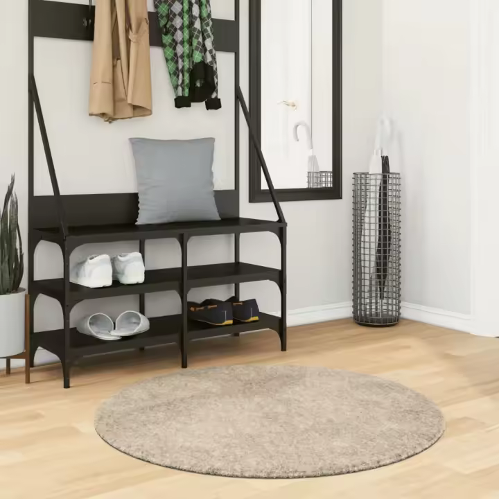vidaXL Alfombra pelo largo aspecto brillante ISTAN beige Ø 100 cm - 1