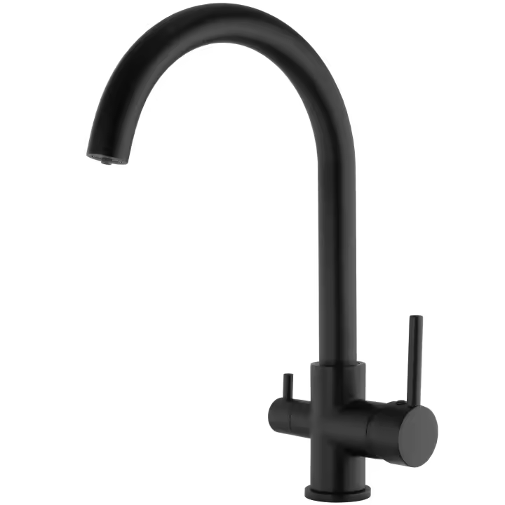VALAZ Grifo de cocina osmosis 3 vías redondo negro mate serie Amazonas - 1
