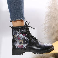 SP Nuevos Zapatos de Mujer, BOTAS Martin with Cordones de Invierno para Exterior, BOTAS de moda punk con Gráficos animados de Graphite con personalidad para Mujer. - details 1
