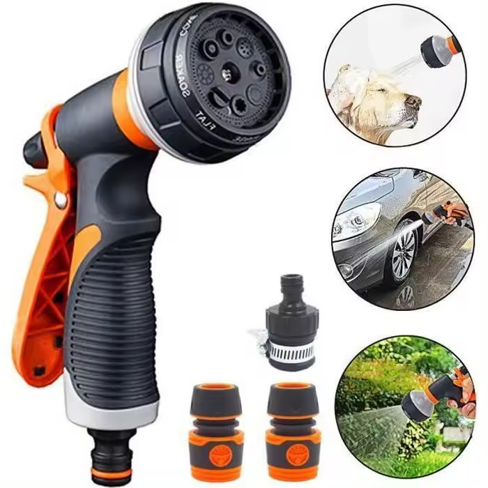 WT04952-Pistola de riego para jardín, pistola regadera, 8 modos de riego, pulverizador de jardín multifuncional, lavado de autos, riego - 1