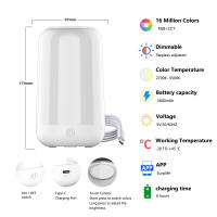 Lámpara De Noche Inteligente Con Toque Sensible RGB Recargable Para Dormitorio Lámpara De Mesa Cómoda Con Cambio De Color Apto Para App Dimmable - details 13