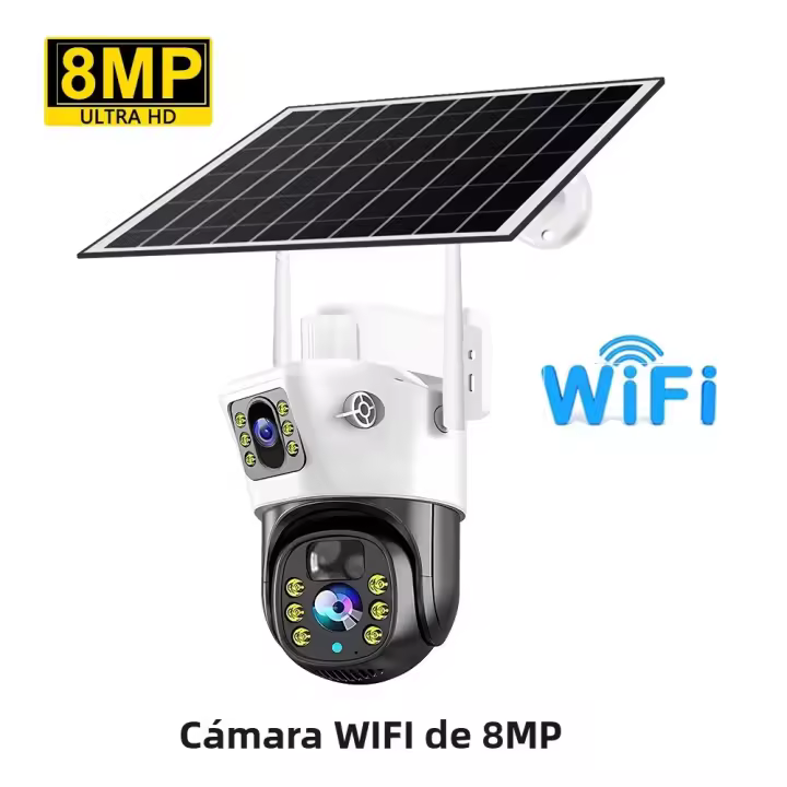 Cámara PTZ Solar HD 4MP/8MP WiFi Exterior Inalámbrica Con Batería Integrada Vigilancia De Video Cámara Impermeable V380 pro - 1