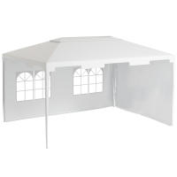 Outsunny Carpa de Jardín 4x3 m Cenador Desmontable Exterior Gazebo con 2 Paneles Laterales 2 Ventanas y Marco de Acero Anti-UV Impermeable para Terraza Patio Blanco - details 0