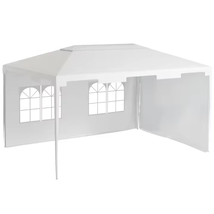 Outsunny Carpa de Jardín 4x3 m Cenador Desmontable Exterior Gazebo con 2 Paneles Laterales 2 Ventanas y Marco de Acero Anti-UV Impermeable para Terraza Patio Blanco - 1