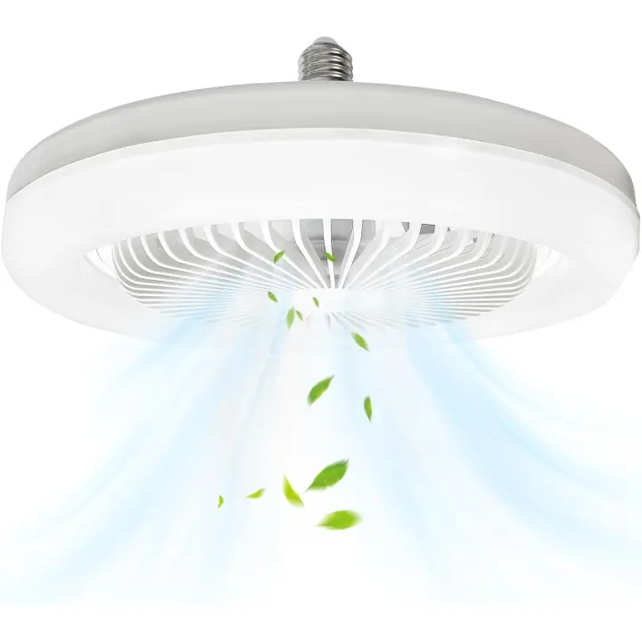 Ventilador de Techo Cerrado With Luz,30 W Mini Ventilador de Techo LED, Lámpara E27 Ventiadores 3 Velocidad del Viento Ajustable 3 Color - 1