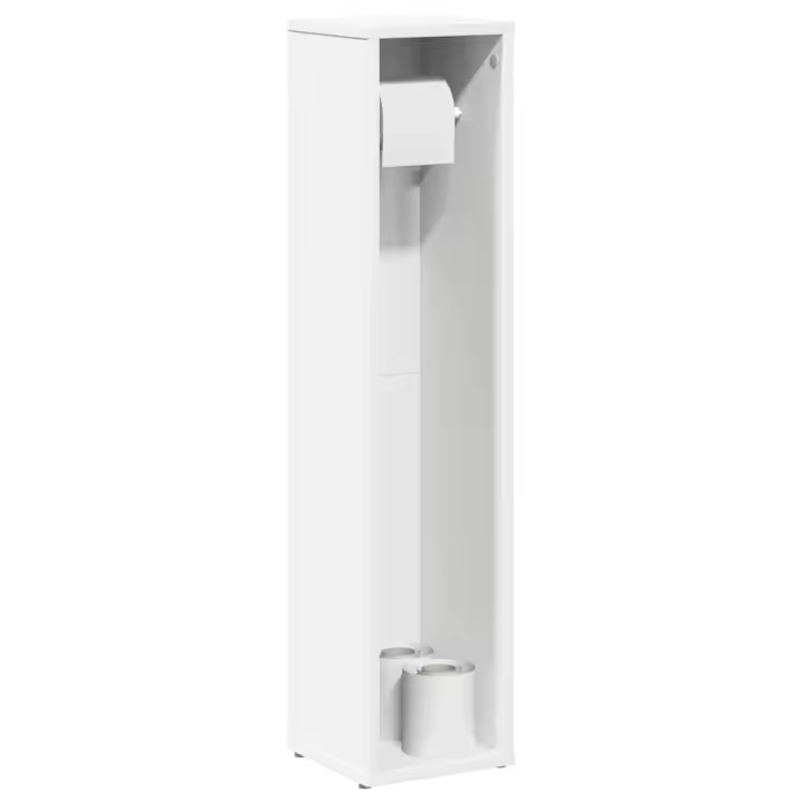vidaXL Mueble de baño con portarrollos 20,5x20x90 cm en color Roble Sonoma/Blanco/Negro | almacenamiento funcional diseño moderno para baño dormitorio sala - 1