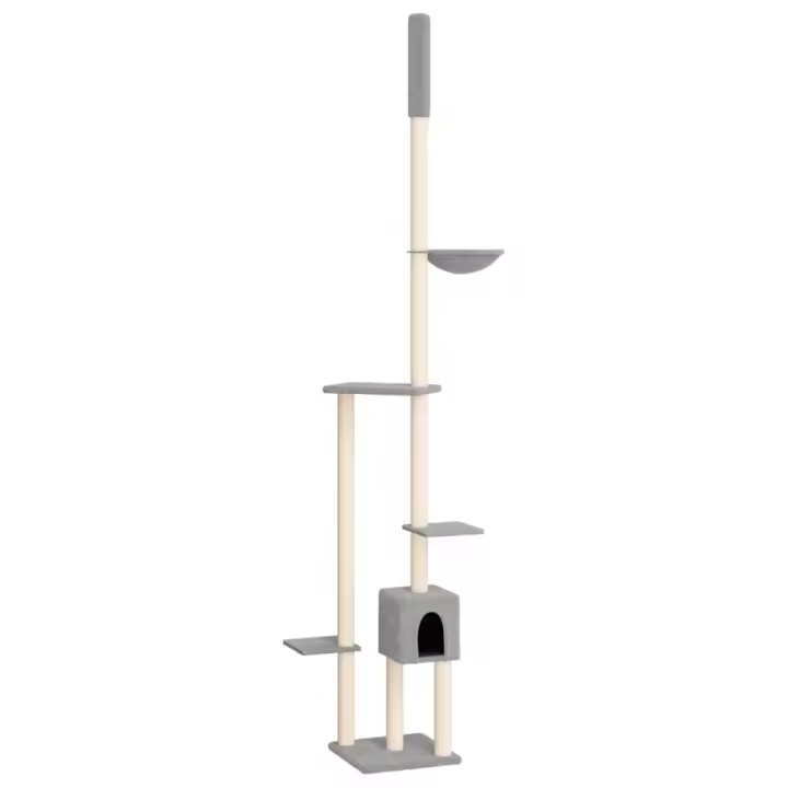 Árbol Rascador Gatos suelo a techo gris claro 258,5-284,5 cm - 1