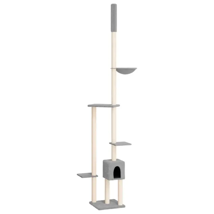 Árbol Rascador Gatos suelo a techo gris claro 258,5-284,5 cm - 1