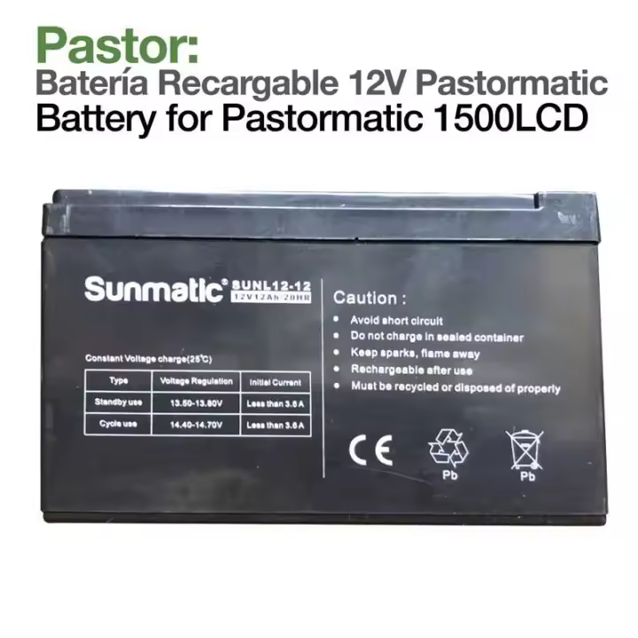 PASTOR: BATERÍA RECARGABLE PASTORMATIC 1500LCD 12V - 1